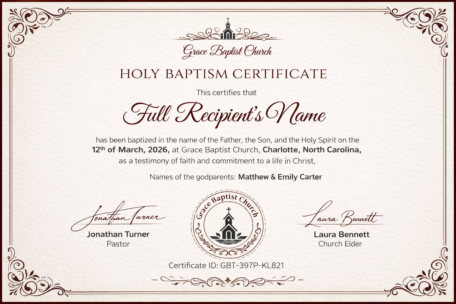 Certified Certificate of Baptism translation German English Russian