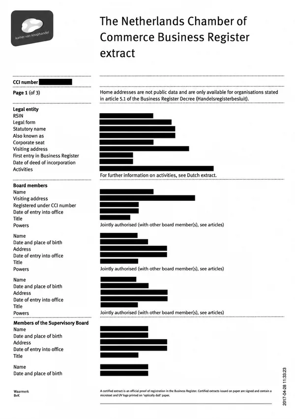 Commercial register extract translation for Germany